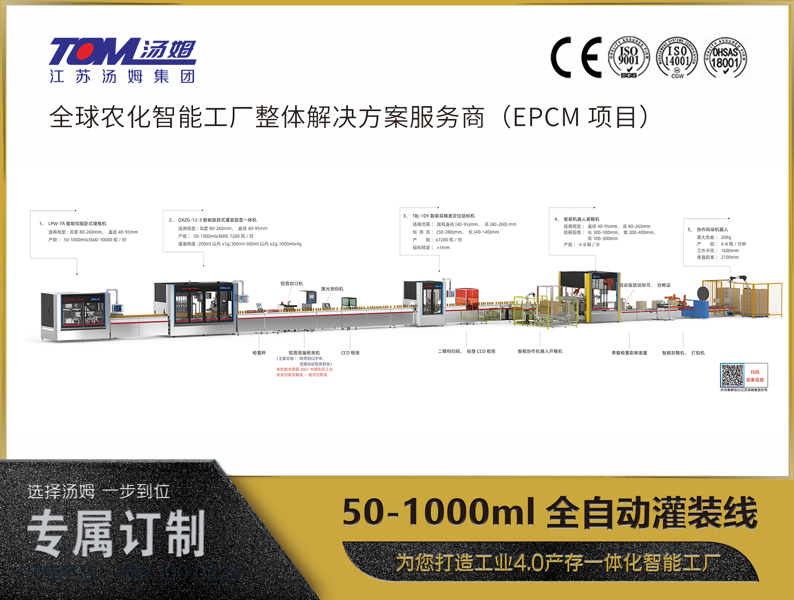 50-1000ml重型機組灌裝線（柔性化生產(chǎn)100ml≤7200瓶/時，1000ml≤3600瓶/時）